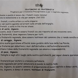 16 giugno 2024 Incontro Regionale: La preghiera per il Cammino Precapitolare e per il Consiglio Regionale